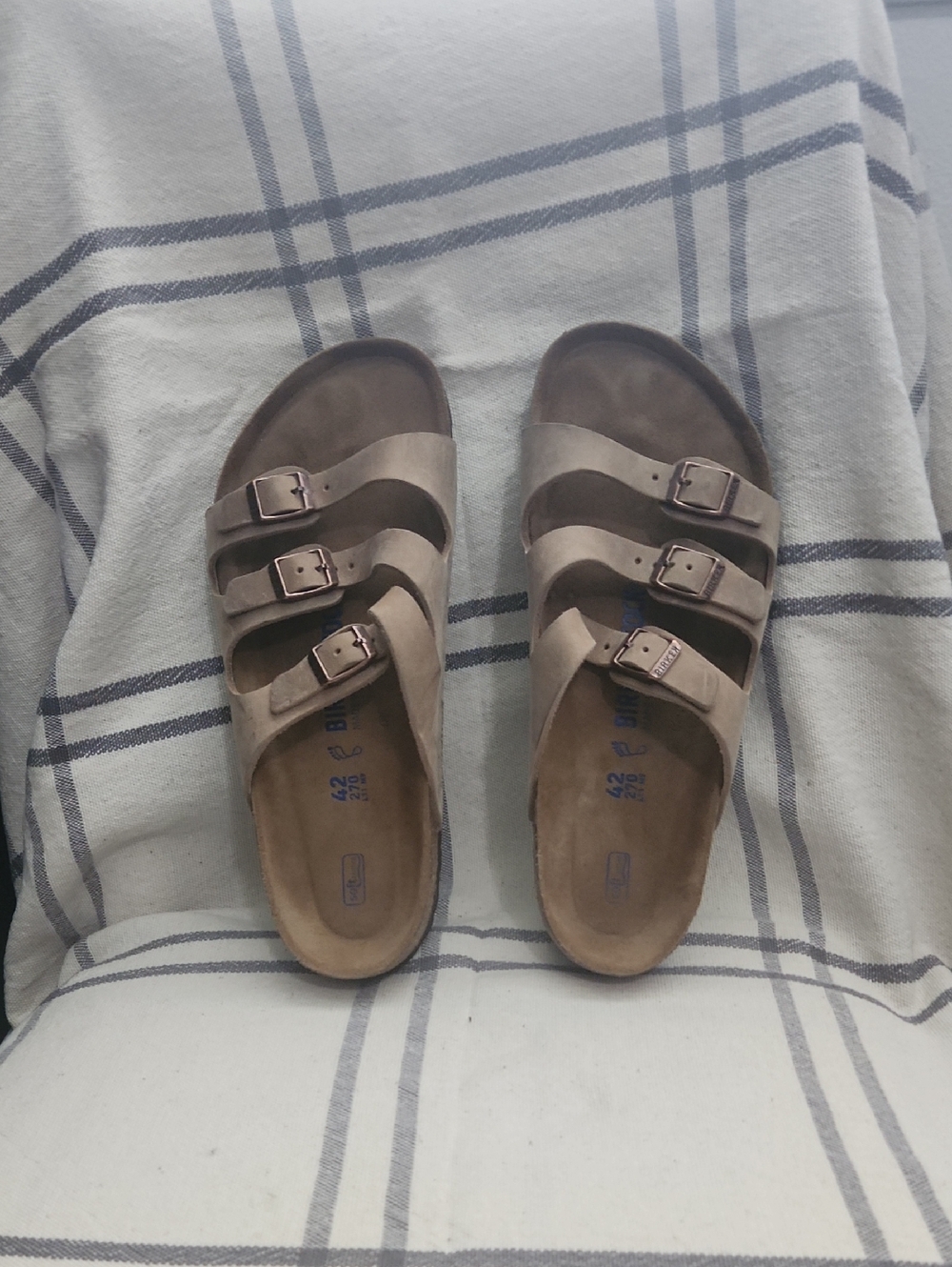 Three-Strap Buckle Sandals in Taupe